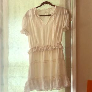 Ivory short sleevesd ruffle dress by TULAROSA